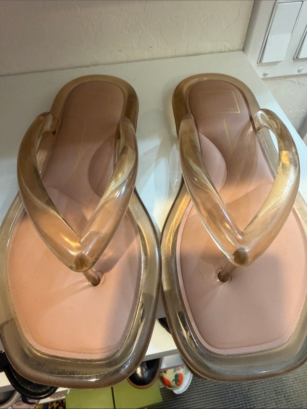 Women’s Dolce Vita Clear Gold Jelly Thong Sandals - Nude Footbed